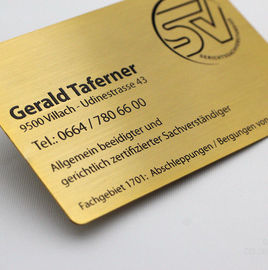 Geborstelde Gouden Metaal In reliëf gemaakte Visitekaartjes Populaire Creatieve Bedrijfsgift